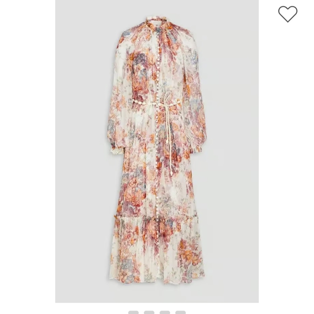 ZIMMERMANN PATTIE DRESS BRAND NEW WITH TAGS SIZE 2 Floral Long Sleeve Midi Dress